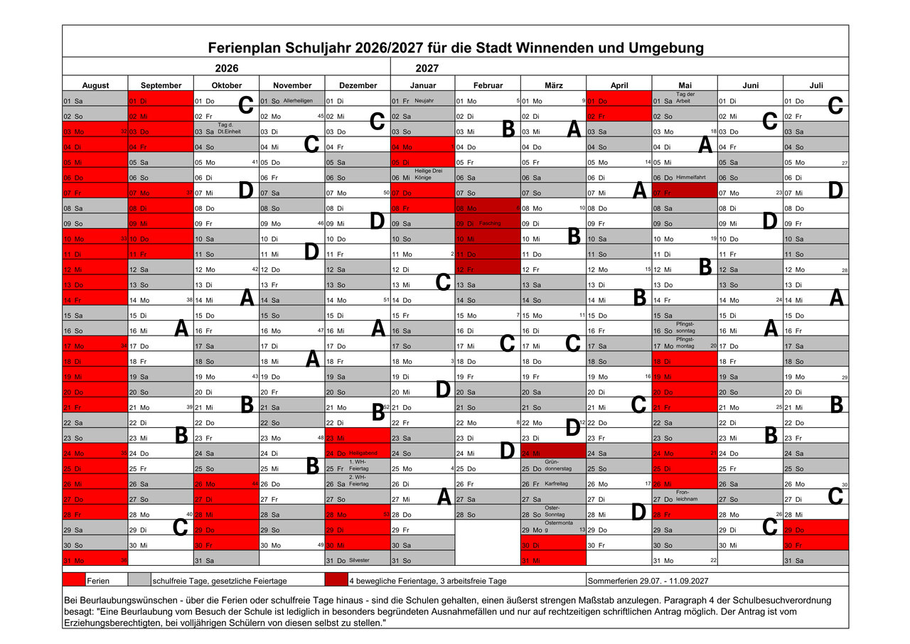 A-B-C-D-Wochenplan als Übersicht